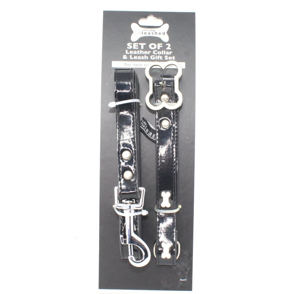 Dennis East unLeashed Set of 2 Leather Collar & Least Gift Set Fits 14"-20" Neck